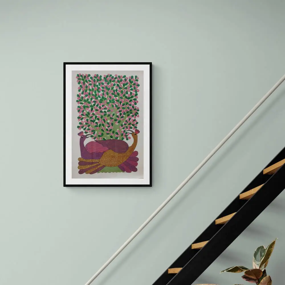 Two Peacocks - Gond Canvas Painting