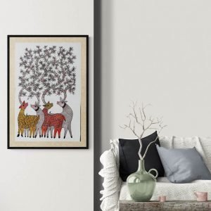 Four Deer - Gond Canvas Painting