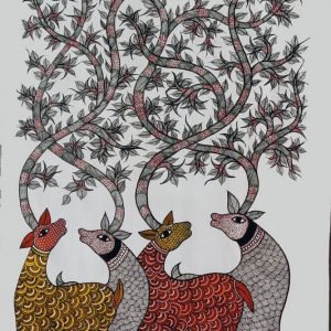 Four Deer - Gond Canvas Painting