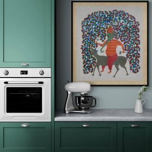 Ganpati Riding Mouse - Gond Canvas Painting