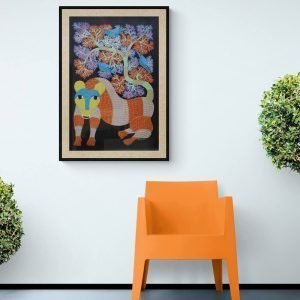 Tiger and Tree - Gond Canvas Painting