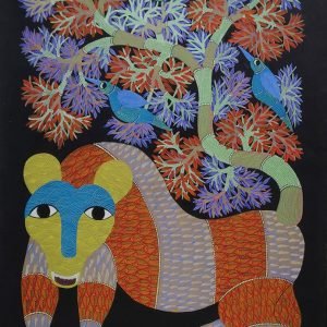 Tiger and Tree - Gond Canvas Painting