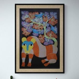 Tiger and Tree - Gond Canvas Painting