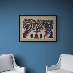 Villagers and Nature - Gond Canvas Painting