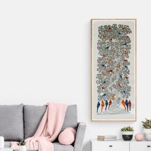 Bird resting on Tree Acrylic Painting