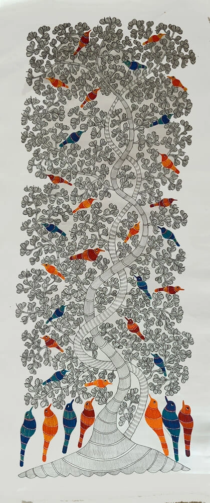 Bird resting on Tree Canvas Painting