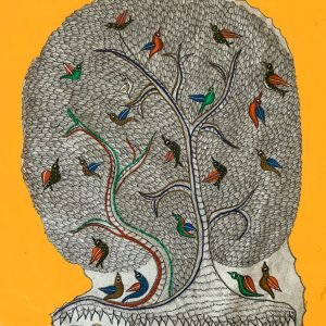 Birds and a big tree canvas painting