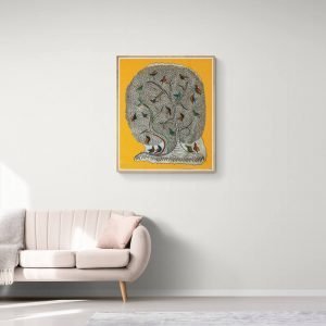 Birds and a big tree tribal painting