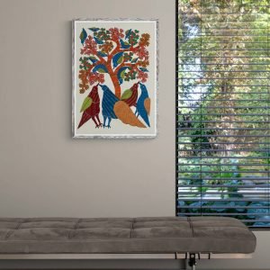 Birds resting under the tree acyrlic painting