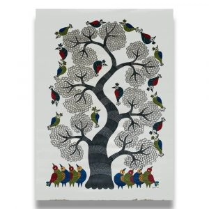 Birds under a tree Gond painting