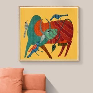 Cows and birds Tribal Painting