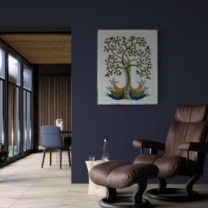 Deers and birds embeded in nature