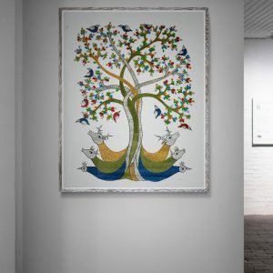 Deers and birds embeded in nature