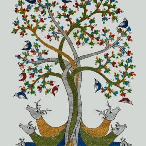 Deers embeded in nature acrylic painting