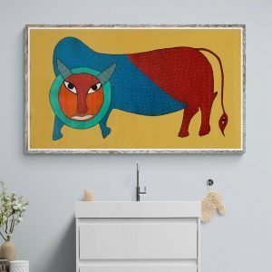 Lion Gond Art arcylic Painting