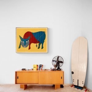 Lion in the wild gond painting