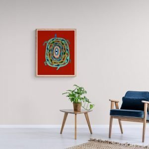 Turtle and fishes Gond Painting