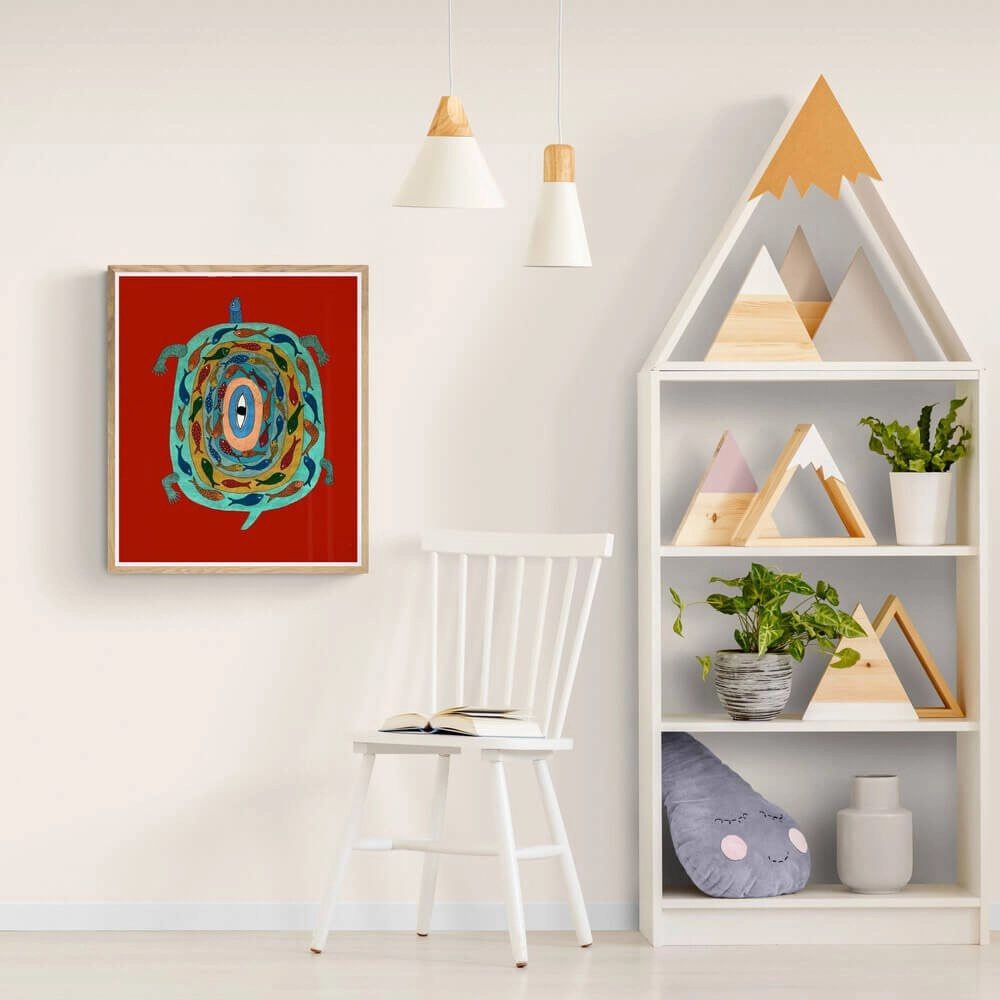 Turtle and fishes Tribal Painting