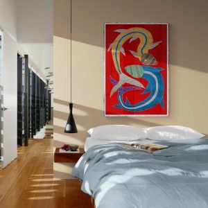 Two fishes Gond Painting