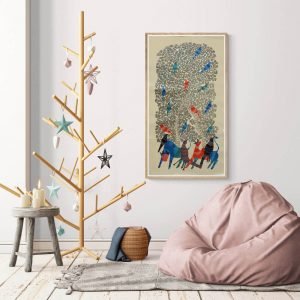 Wild animal under a tree canvas painting 2
