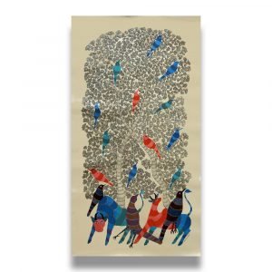 Wild animal under a tree canvas painting 3