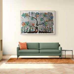 women collect mahua canvas painting