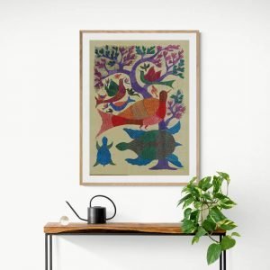 Birds and turtles gond Art