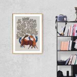 Deer-family-resting-under-a-tree-canvas-painting