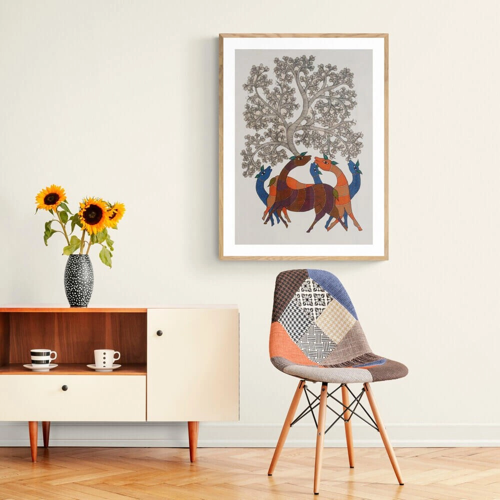 Deer-family-resting-under-a-tree-wall-art