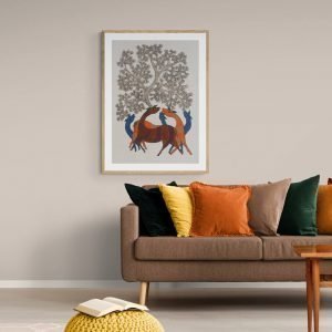 Deer-family-resting-under-a-tribal-art