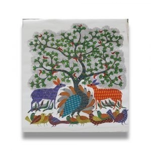 Deer,-peacock-and-Birds-Acrylic-Painting