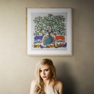 Deer,-peacock-and-Birds-Gond-Art