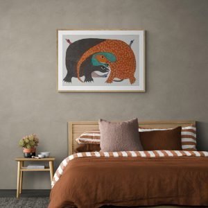 Monitor-Lizards-and-Peacock-Acrylic-Painting