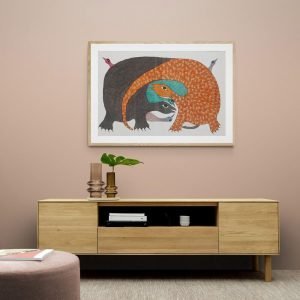 Monitor-Lizards-and-Peacock-Canvas-Painting