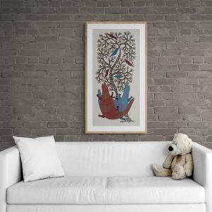 Monitor-Lizards-under-a-tree-Tribal-Art