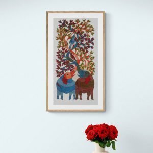 Two-Elephants-in-the-wild-gond-art