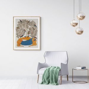 Wild-deer-resting-under-a-tree-wall-art