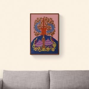 Bana surrounded by Wild animals tribal painting