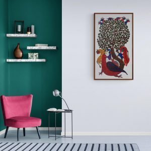 Bird surrounded by Wild animals acrylic painting