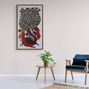 Bird surrounded by Wild animals canvas painting