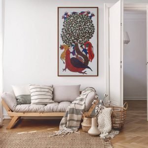 Bird surrounded by Wild animals tribal painting