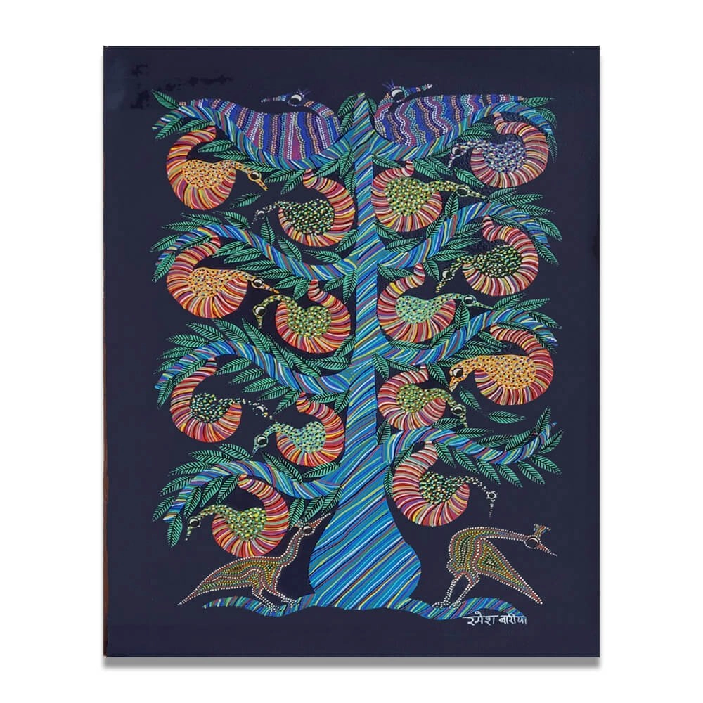 Birds on a tree Bhil art
