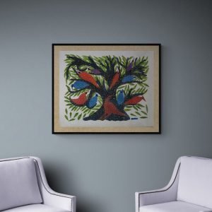 Birds resting on the branch acrylic painting