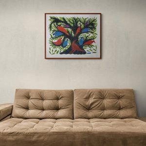 Birds resting on the branch canvas painting