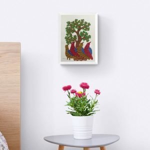 Birds resting under a tree gond painting