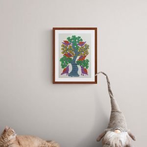 Colourful Birds Resting on a Tree Paper Painting