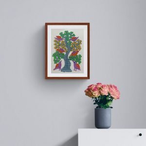 Colourful Birds Resting on a Tree Paper Paintinng