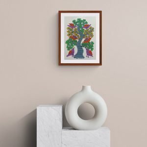 Colourful Birds Resting on a Tree Tribal Art