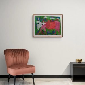 Deer familly and Birds Acrylic Painting