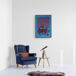 Deer playing with Birds Acrylic Painting